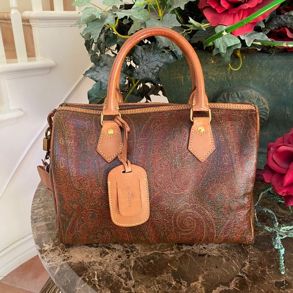 Etro Milano VINTAGE Made in Italy paisley purse EUC w/luggage tag, key & lock - Picture 1 of 16